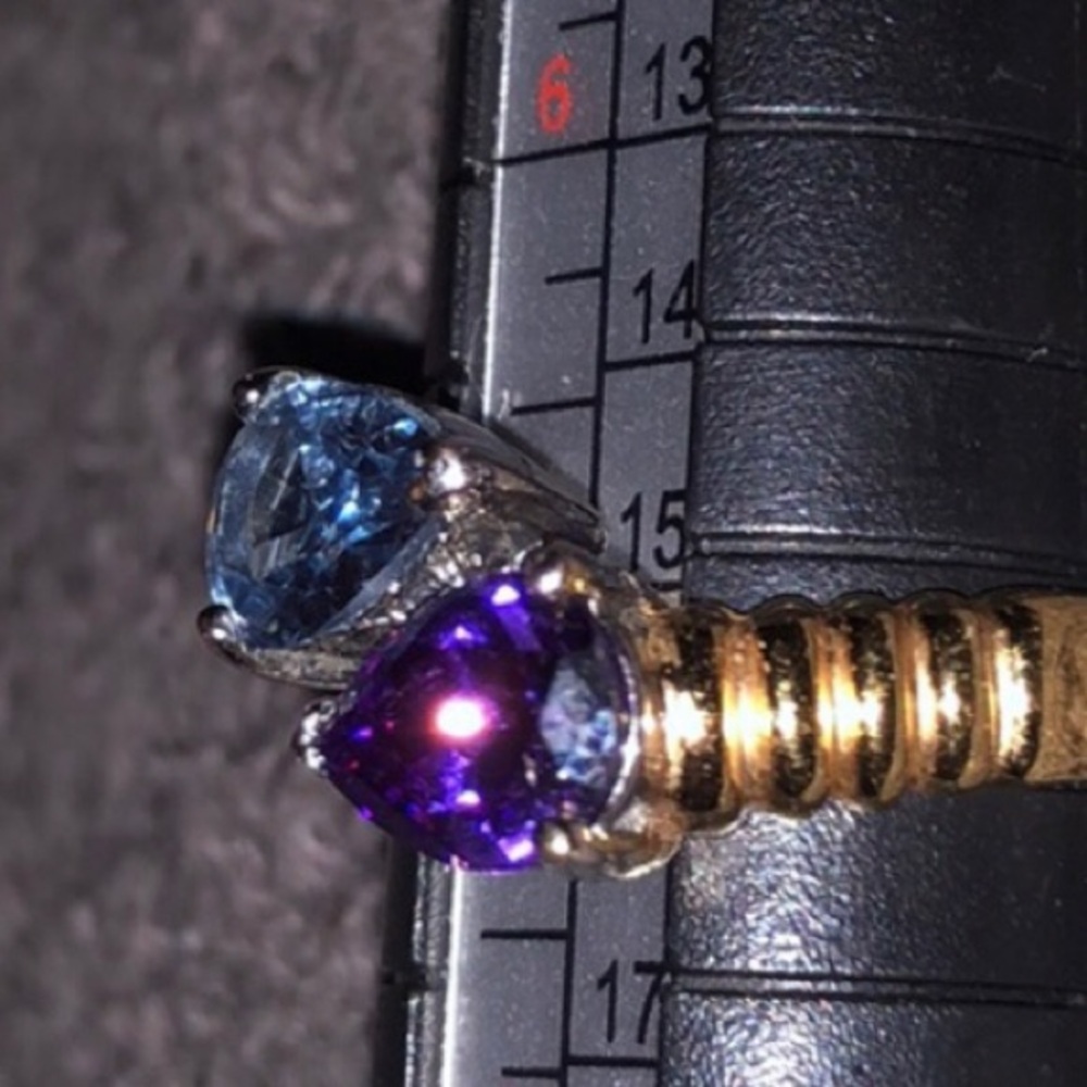 Gold Plated Topaz & Amethyst 7.25 Ring